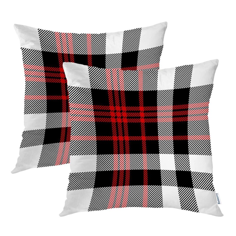 5945 Plaid Decorative Pillow Covers, 22 x 22 Inch Tartan Checkered Plaid